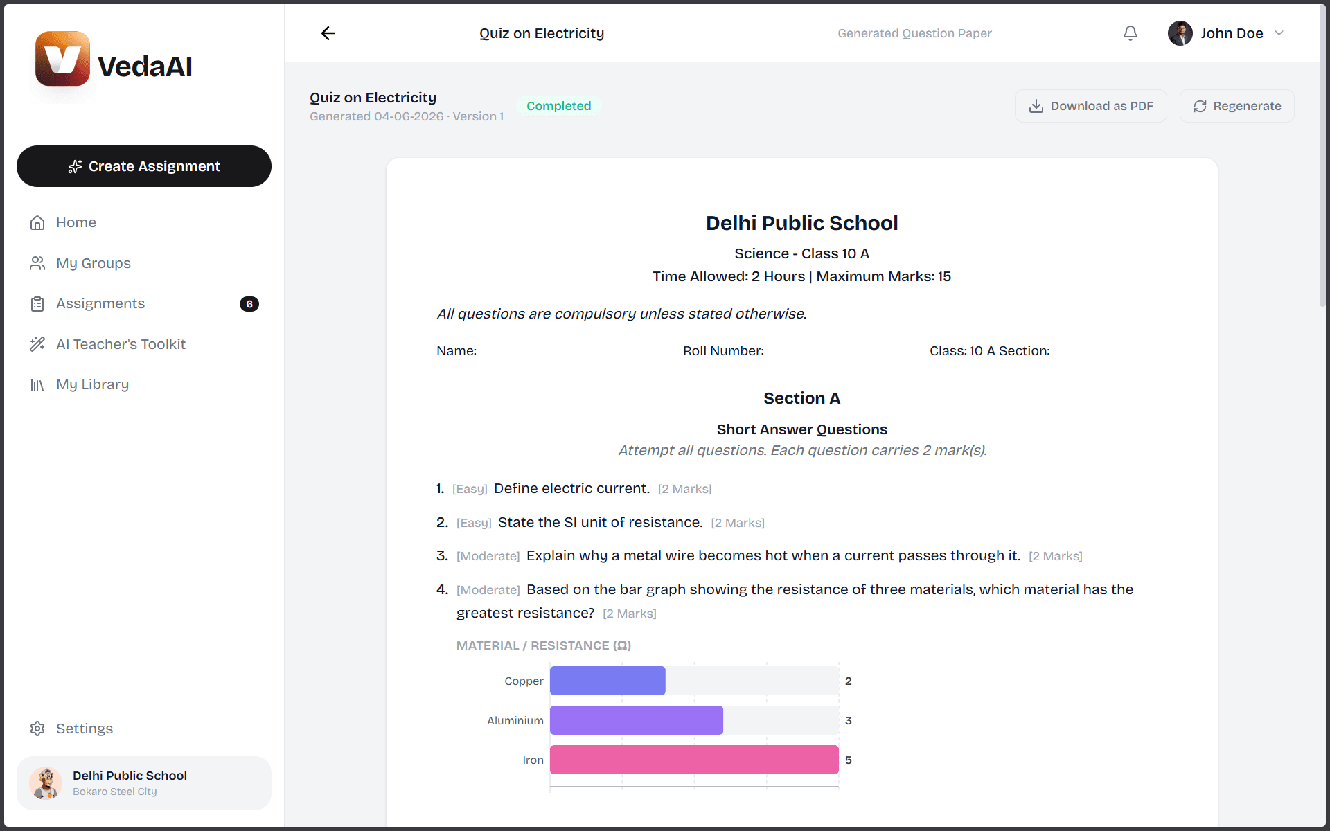 VedaAI – AI Assessment Creator (Technical Assignment Project) - 7