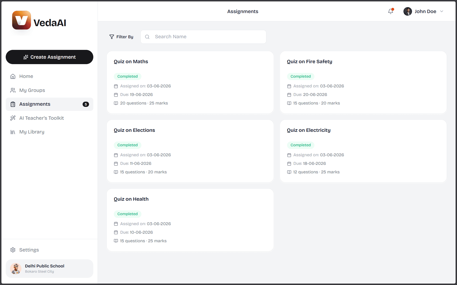 VedaAI – AI Assessment Creator (Technical Assignment Project) - 2