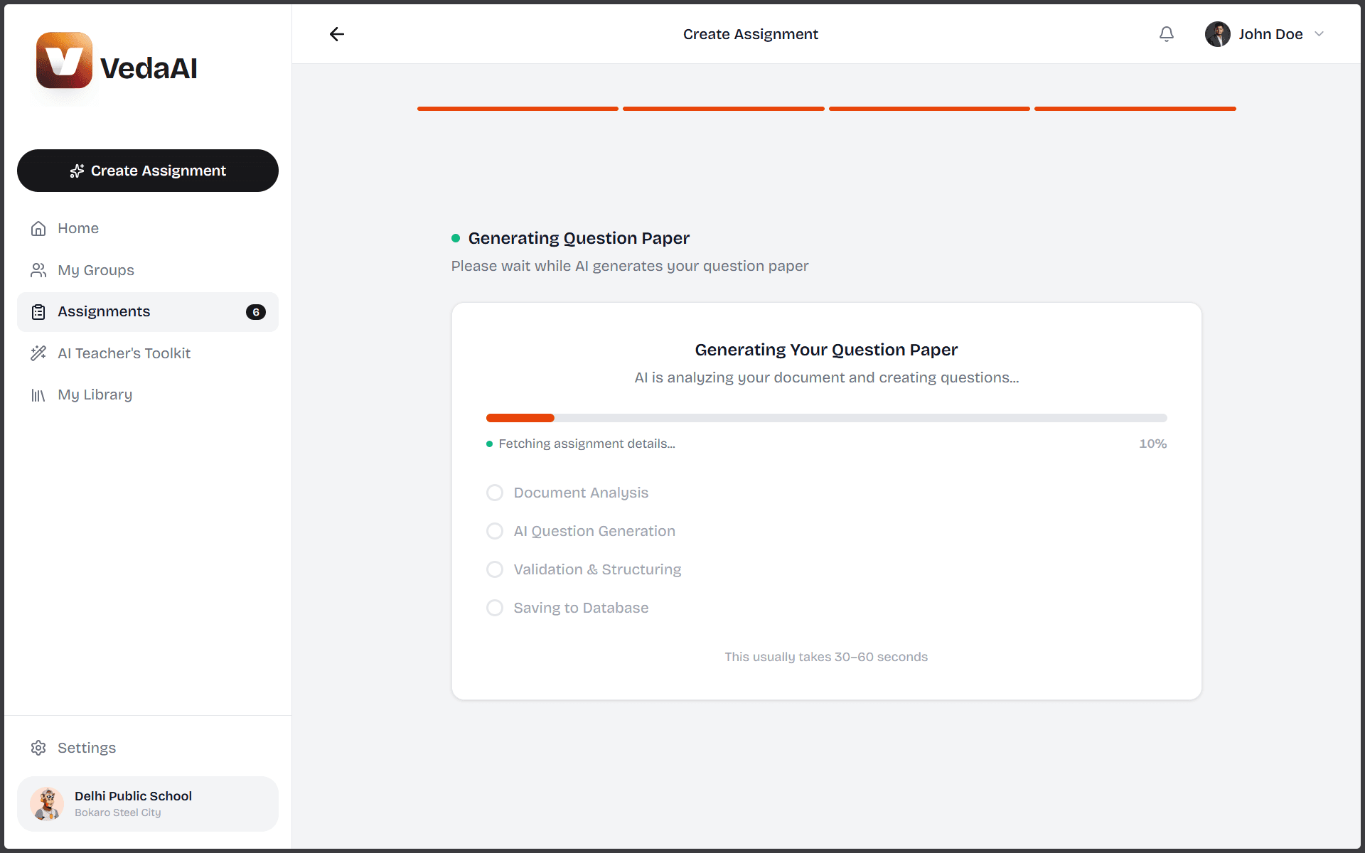 VedaAI – AI Assessment Creator (Technical Assignment Project) - 5